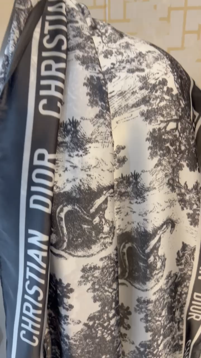 Christian Dior Toile de Jouy Silk Scarf Shawl Wild Animal Print