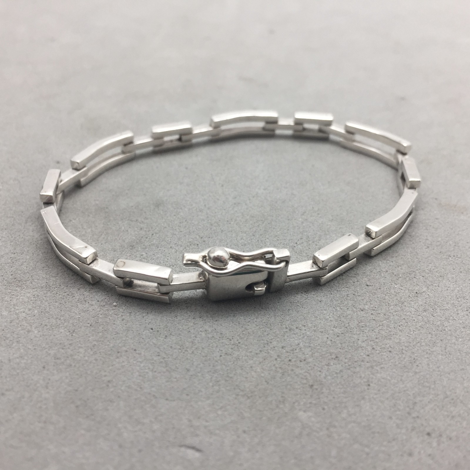 Sterling Silver Mexico Rectangle Link Bracelet 7"… - image 1