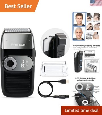 Adjustable Speed Men's Electric Shaver with Popup Trimmer - Precision & Comfort