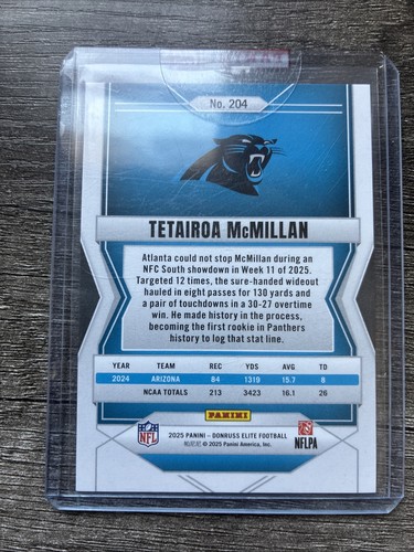 2025 Panini Donruss Elite -  Tetairoa McMillan #204 Rookie Redemption /999 - Picture 2 of 2