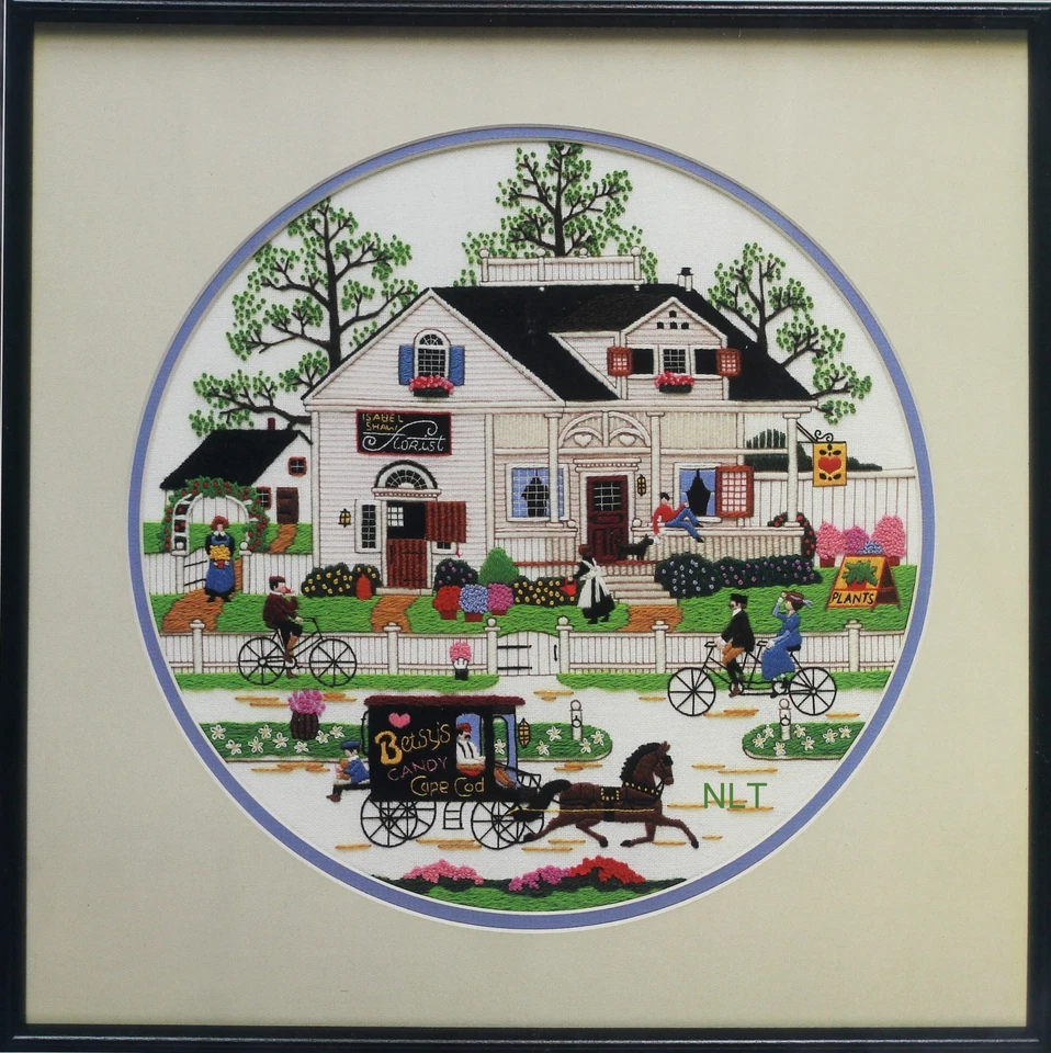 Vintage Crewel Embroidery Kit Charles Wysocki Cape Cod Americana Sampler - Image 2 of 4