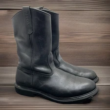 Red Wing Pecos 1143 Black Soft Toe Pull On USA Leather Work Boots Mens Size 10.5