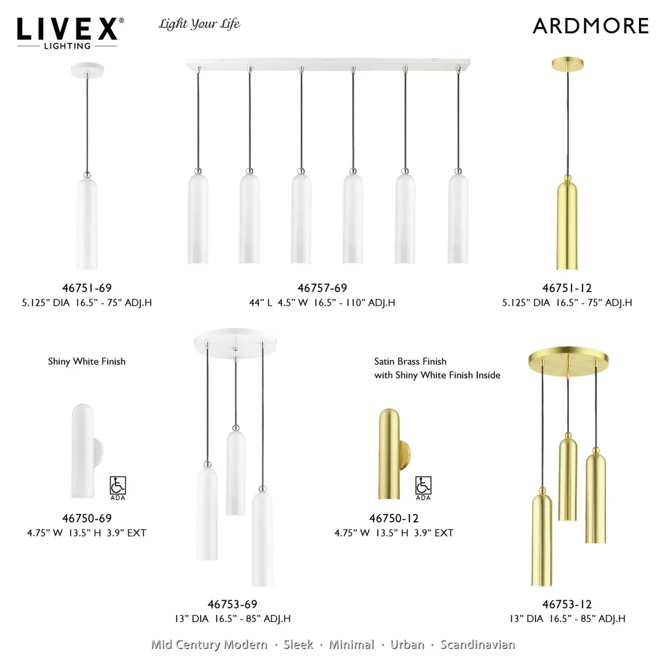 Mini colgante Livex Lighting 46751 Ardmore 5" W - amarillo brillante Foto 4 de 4