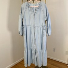 Levi’s Tiered Midi Dress Sz Medium Boho Cottagecore Prairie Country Cowgirl Blue