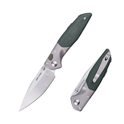 Real Steel Messer RSK Hoeft Titanium & Micarta S35VN Stahl Button Lock Folder