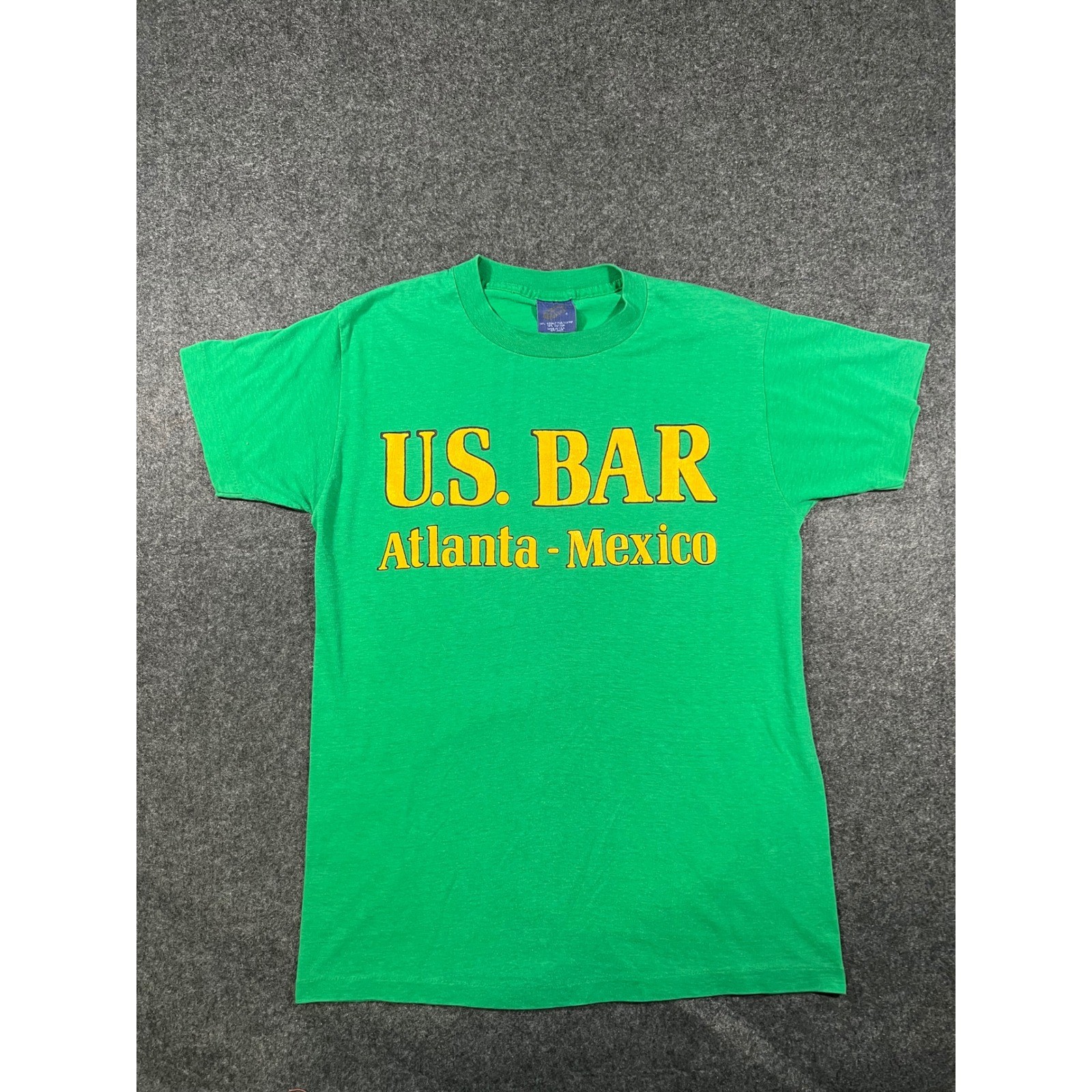 Vintage US Bar Atlanta Mexico T Shirt Green Single Stitch 80s 90s Mens Medium