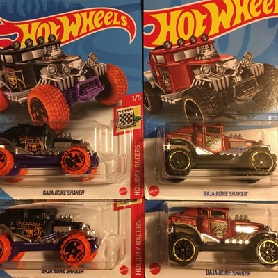 HOT WHEELS 2022 #3 & 2021 #28 HALLOWEEN BAJA BONE SHAKER TREASURE HUNT TH Lot X4