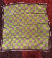 Glentex handkerchief all silk hand rolled made in America green/brown checkered