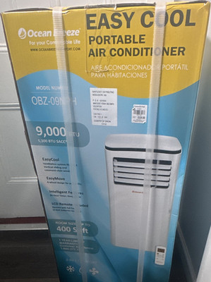 Ocean Breeze 9000 BTU Portable Air Conditioner OBZ-09NPH Remote LCD Timer