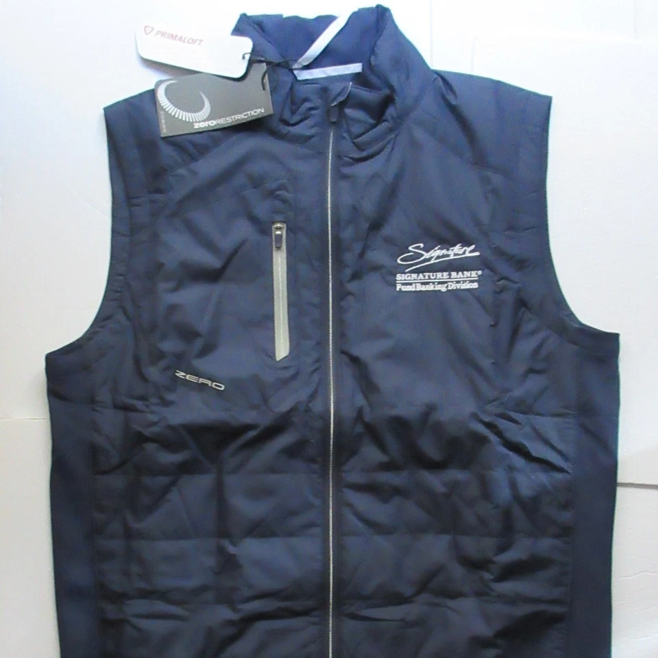 Zero Restriction Golf Vest Z625 Primaloft Navy Men's Medium Signature Bank Logo - Image 4 of 4