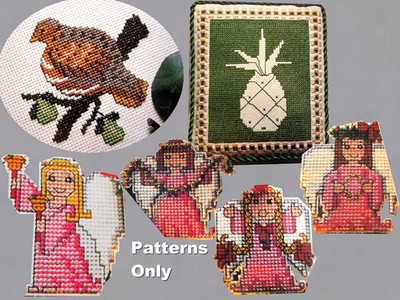 Gold Partridge Pear Tree Angel Ornament Pineapple Assisi CROSS STITCH PATTERNS