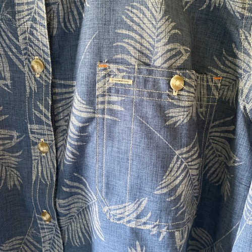 Orvis Women's Long-Sleeved Popover Top Size XL Blue Tropical Leaf Logo - Picture 3 of 7