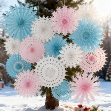 18 Pcs Pastel Snowflake Hanging Decorations for Winter and Christmas Decor