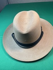 Stratton size 7 self-forming sheriff style Tan straw hat With strap Made In USA