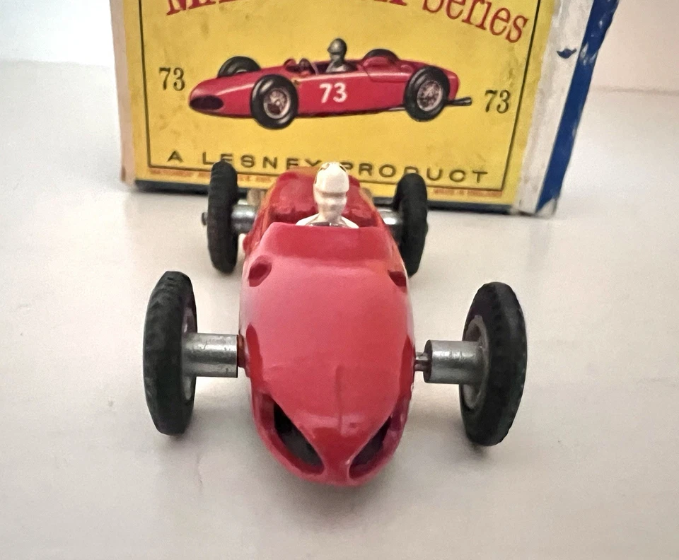 MATCHBOX LESNEY FERRARI RACE CAR -No. 73 A- MINT CAR W/DRIVER- ORIG BOX-MUST SEE - Image 4 of 4