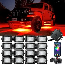 MICTUNING 16 Pods RGBW LED Rock Lights, Bluetooth Underbody Glow Neon Light Kits