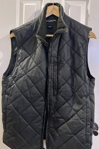 Andrew Marc Quilted Fleece Collar Zip Vest Mens S Black Polyester EUC - product listing photo
