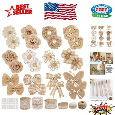 30PCS Rustic Burlap Flowers Set: Perfect for Weddings & DIY Crafts Elegance