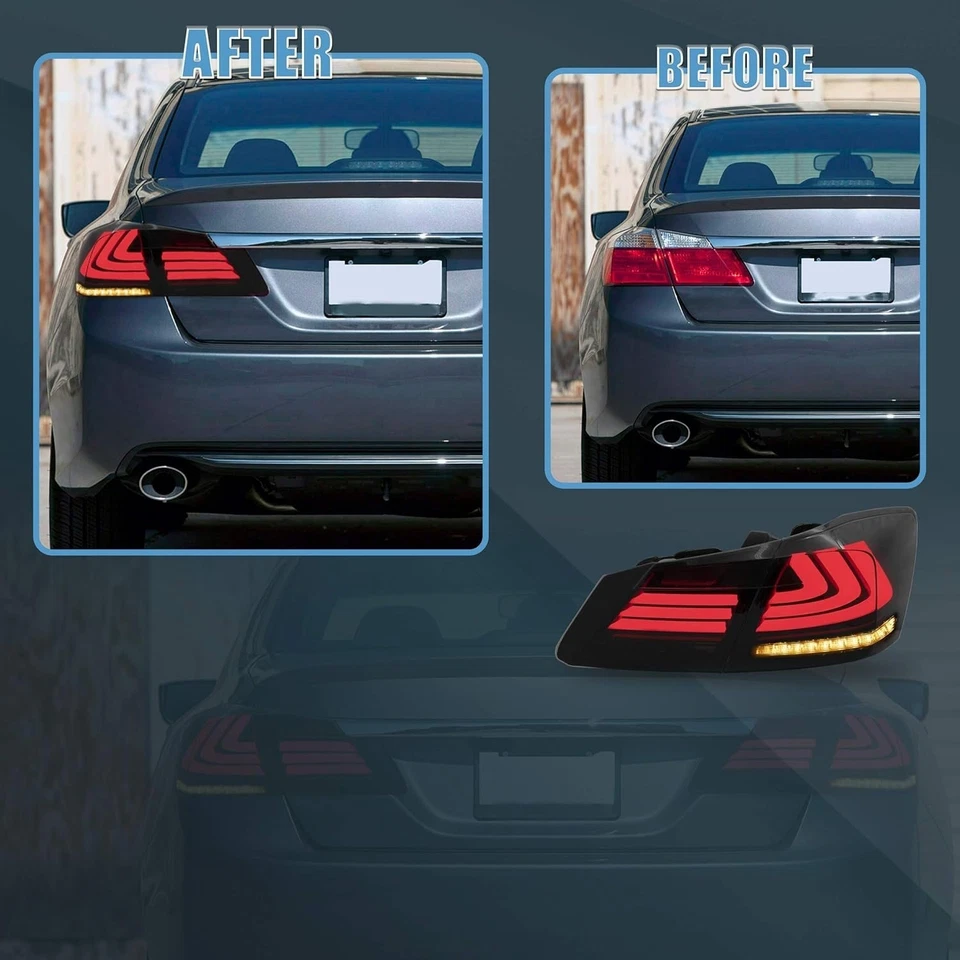 Luces traseras LED para Honda Accord 2013-2015 sedán señal de giro secuencial ahumada Foto 3 de 4