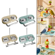 Bird Feeder for Cage Cage Accessory Parrot Feeding Double Bowl Food Container
