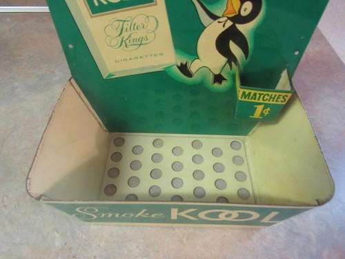 VINTAGE KOOL CIGARETTES TIN MATCH HOLDER STORE DISPLAY W/PENGUIN #2 - Picture 5 of 10