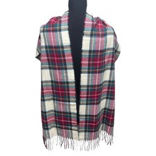 Mens 100 CASHMERE Made In SCOTLAND Royal Stewart Check Plaid Tartan Long Scarf