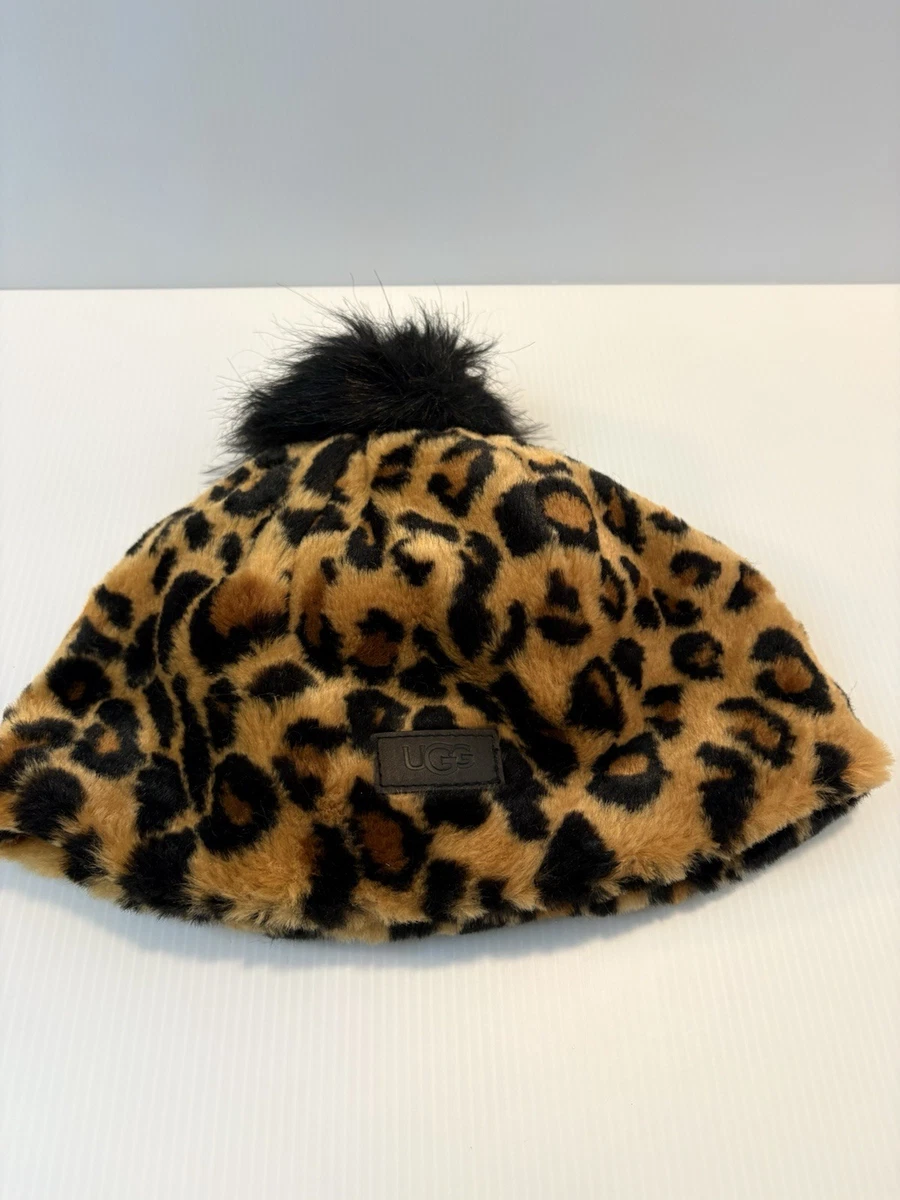 UGG WOMENS FAUX FUR BEANIE WITH POM POM NATURAL SPOTTY ONE  display picture 2