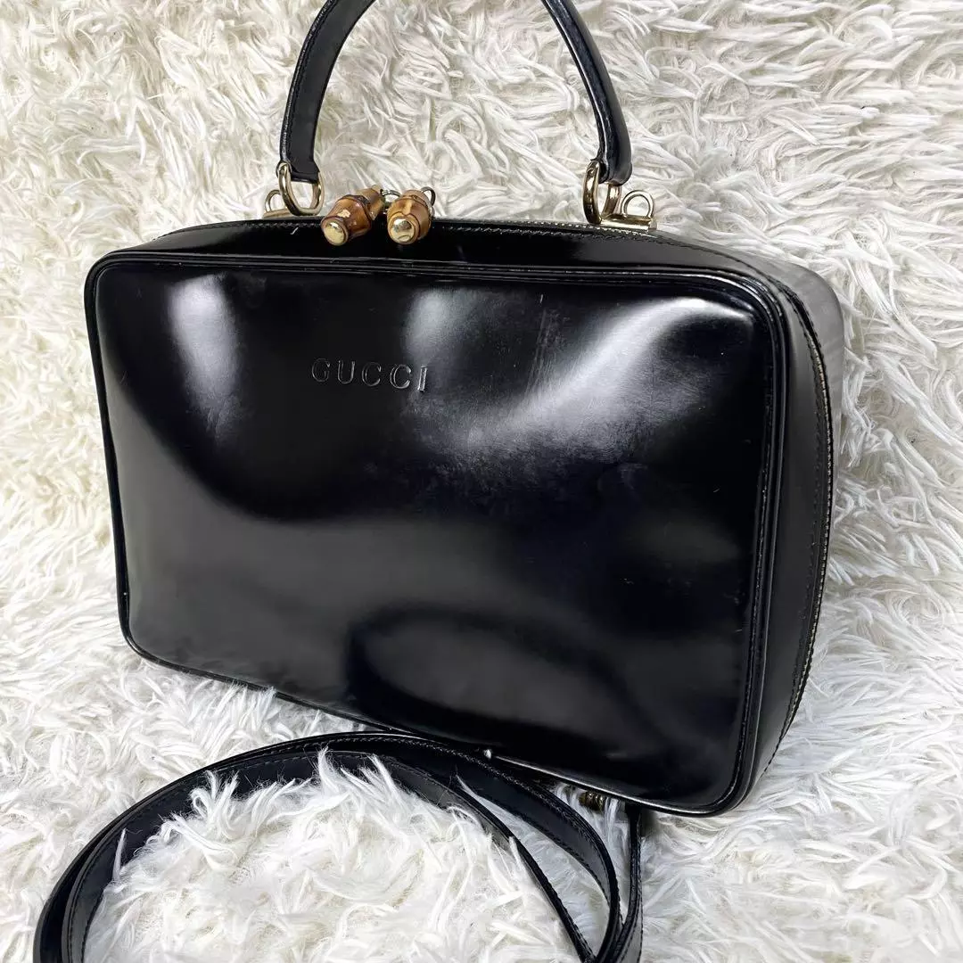 GUCCI Ancien Sac à Main Gucci Bandoulière Cuir Noir Femme Vintage Authentique Occasion