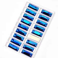 Capri Blue Cosmic Baguette Sew On Strass Crystal Flatback Rhinestone Appliques 