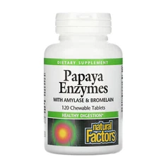 Natural Factors Chewable Papaya Enzymes w/Amylase&Bromelain,120Chewable Tabs