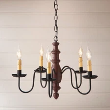 Country Inn 5 Arm Wood Country Chandelier in 5 Color Choices. Country Lighting