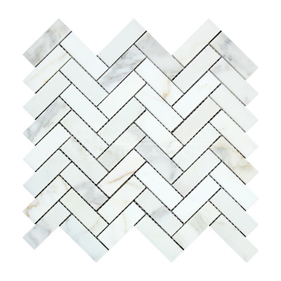 Calacatta Gold (Italian Calcutta) Marble 1 X 3 Herringbone Mosaic Tile