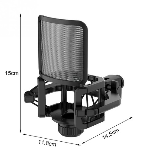 1x Black Microphone Shock Mount With Pop Filter Shock Mount For Studio Recording - Picture 11 of 20