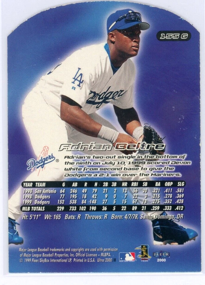 2000 Fleer Ultra - Adrian Beltre - Gold Medallion - #155G - Los Angeles Dodgers - Image 2 of 2
