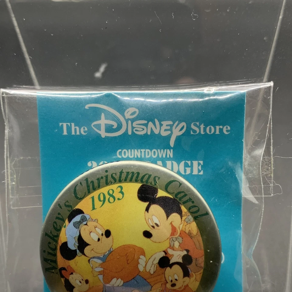 Rare Disney Mickey Mouse Christmas Carol Vintage 1983 Button Badge Pin Japan - Image 4 of 4