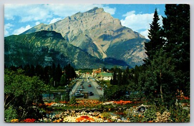 Vintage Postcard Cascade Mountains Banff Alberta Canada, Banff Ave H9