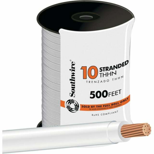 Southwire 10 AWG 19 STR Stranded THHN Wire - White, 500 ft (22974057)