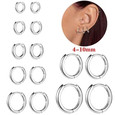 1 Pair 925 Sterling Silver Earrings 20G Cartilage Earrings Hoop Earrings Jewelry