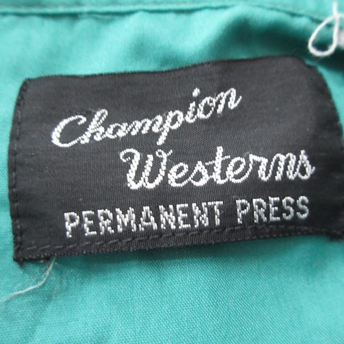 Champion Westerns Vintage Pearl Snap Long Sleeve Shirt Mens L Cowboy Turquoise - Picture 2 of 8