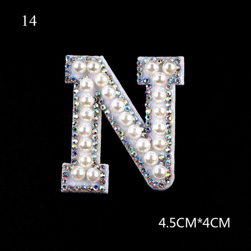 3D Beaded Pearl Alphabet Rhinestone English Letter Patches Iron Sew On Stickers - Picture 25 of 37
