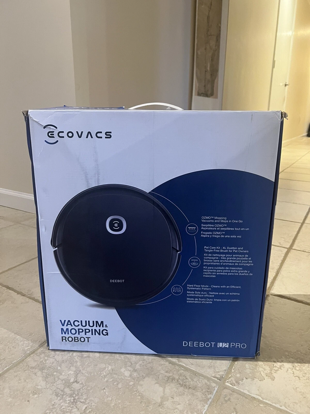 ECOVACS Robotics - DEEBOT OZMO U2 PRO Robotic Vacuum & Mop With Pet Care Kit BLK