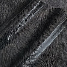 Kalbsleder Reptil Design 1,0 mm Dick Stück Echt Lackleder Schwarz Leather 245