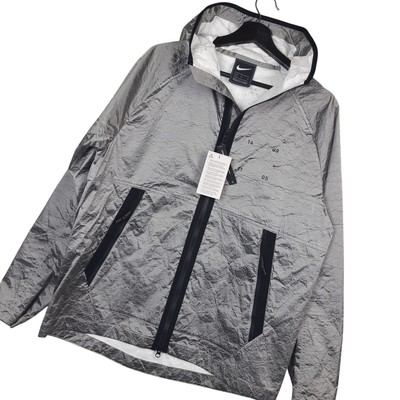 Nike Men's Tech Pack Woven Hooded Jacket Sz Medium Reflective Silver & Black NWT