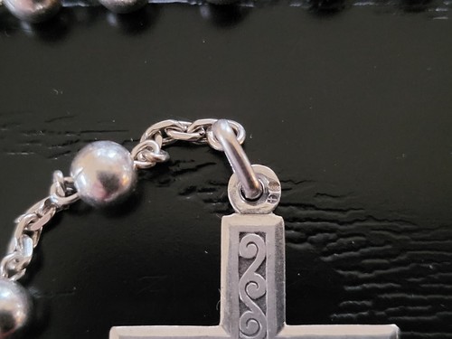 Antique silver art deco rosary in leather pouch - Picture 6 of 10