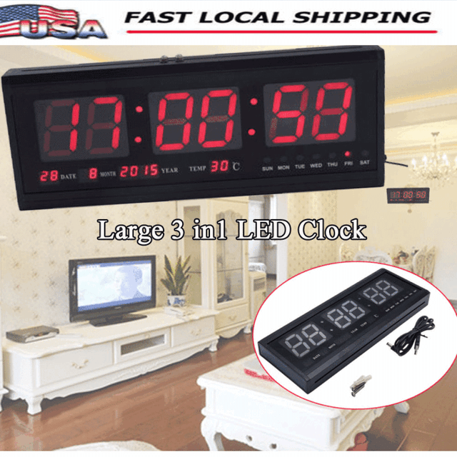 Digital Large Screen Jumbo Led Wall Desk Alarm Clock Calendar Digital Large Screen Jumbo Led Wall Desk Alarm Clock Calendar Temperature