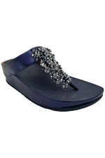 FitFlop Women's Rumba Beaded Toe-Post Sandals Navy