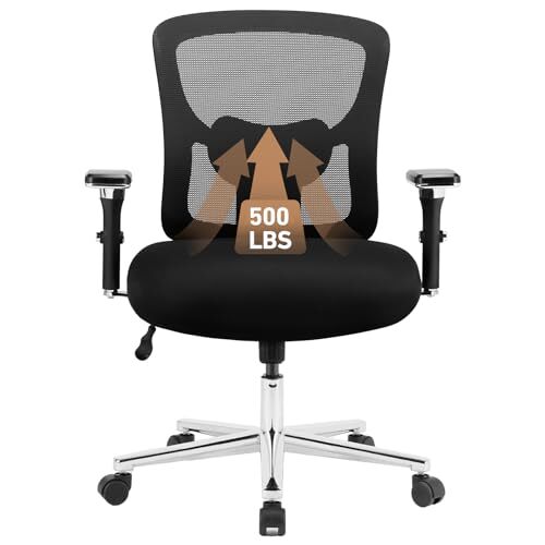 Ergonomic Home Office Desk Chair - 500lbs Heavy Duty Mid Back with Lumbar