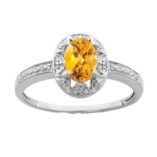 925 Sterling Silver Vintage Ring Elegant Citrine Openwork Band Sz