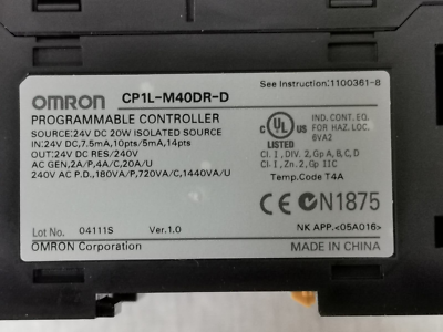 OMRON CP1L-M40DR-D / Omron Sysmac CP1L Programmable OMRON CP1L-M40DR-D / Omron Sysmac CP1L Programmable