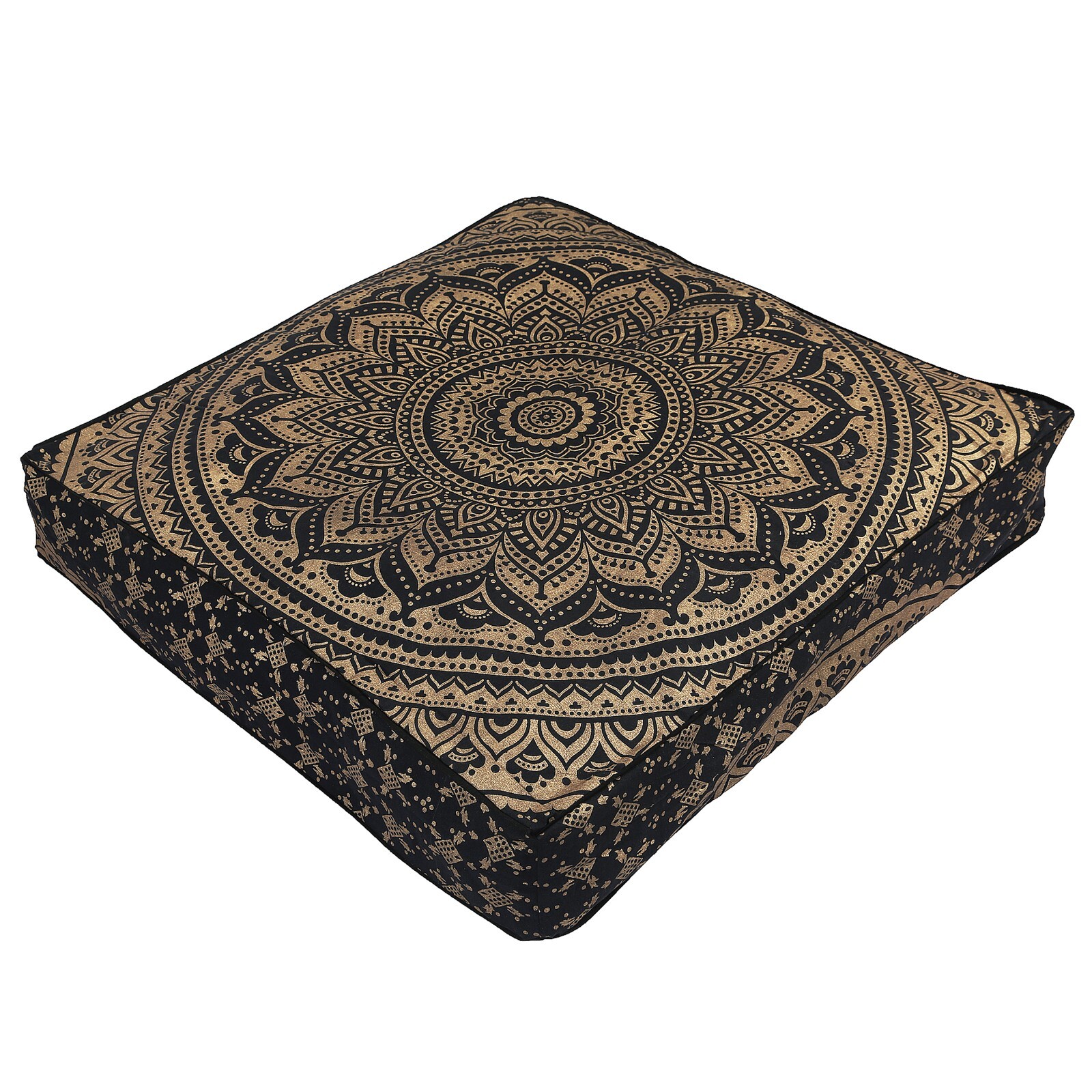 Black Gold Large Square Floor Cushion Cover Cotton Pouf Dog Bed Outdoor